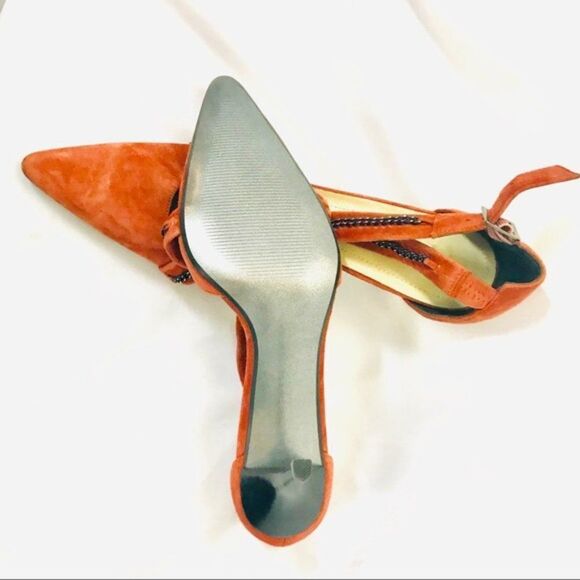 Calvin Klein Orange Strappy Chain 4 inch Heels Y - Picture 7 of 9